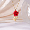 Elegante collana con rosa rossa pendente – Design raffinato - 1